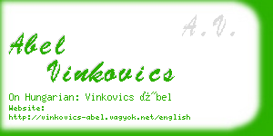 abel vinkovics business card